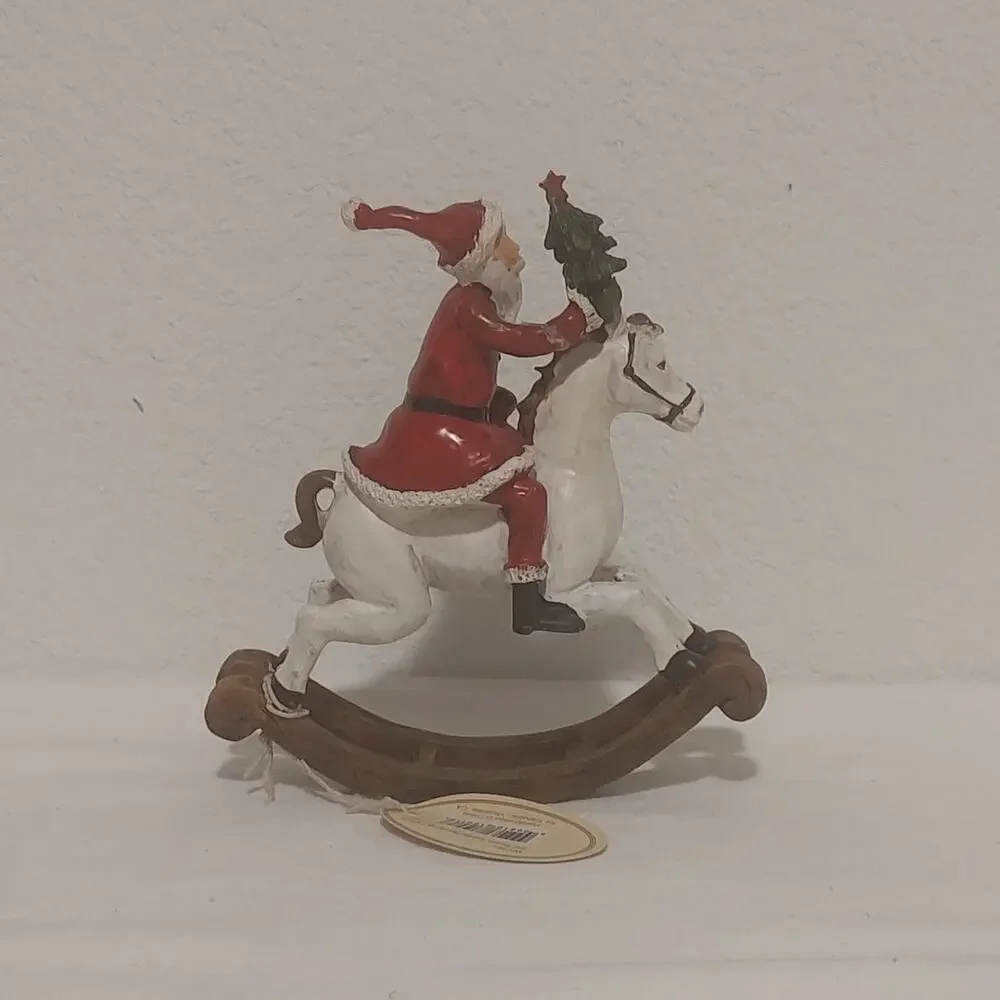 Vintage 1991 Small Resin Santa On Rocking Horse TII Collectables Pre-owned Tags